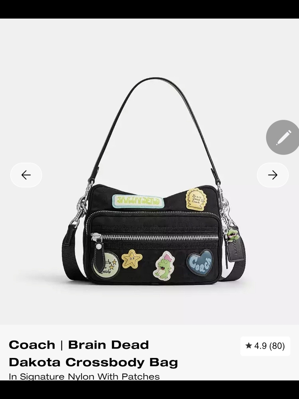 Brain Dead Black Nylon Dakota Crossbody with Colorful Patch Details